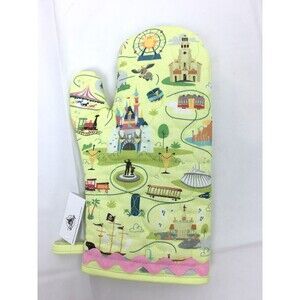 New Disney Parks Disneyland Map Oven Mitt Green Castle Rides Dumbo Train